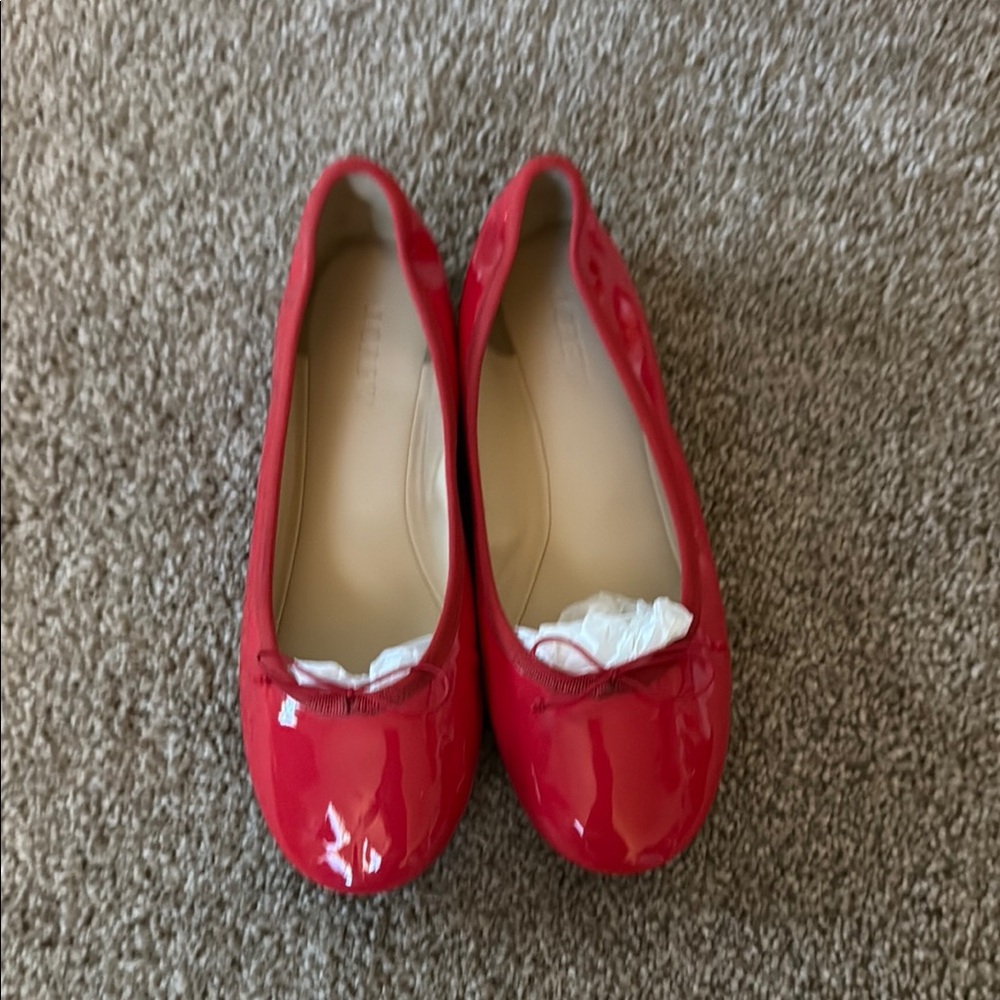 J. Crew Glossy Red Ballet Flats